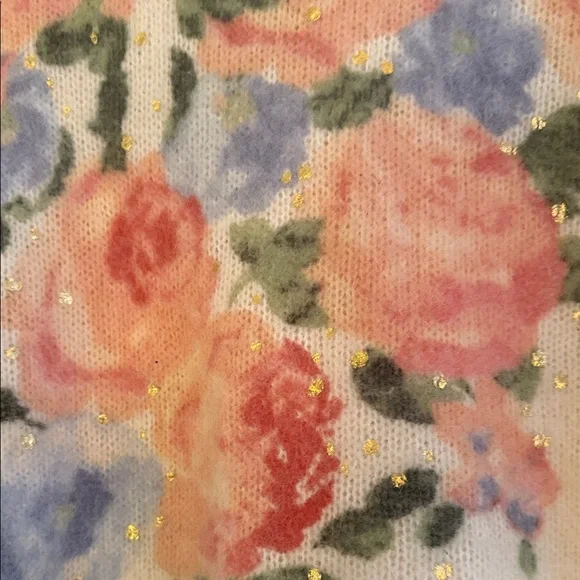 Sezane Floral Knit Sweater - Cream with Pink and Blue Accents - Picture 4 of 10